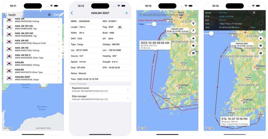 Imagen representativa de la interfaz de FindShip, app para rastrear buques en tiempo real en un smartphone