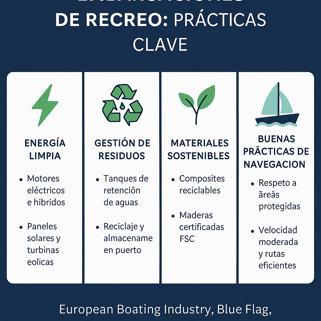 Infografía acerca de las Prácticas claves para la sostenibilidad en embarcaciones de recreo
